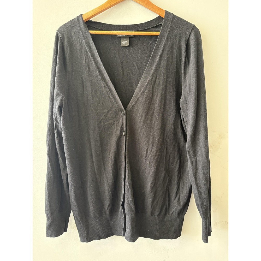 Lane Bryant Cardigan Sweater Womens 16 Black V Neck Button Front Knit Plus